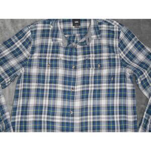 Mens‎ Vans Long Sleeve Shirt Size S Off The Wall Blue Plaid Button Down